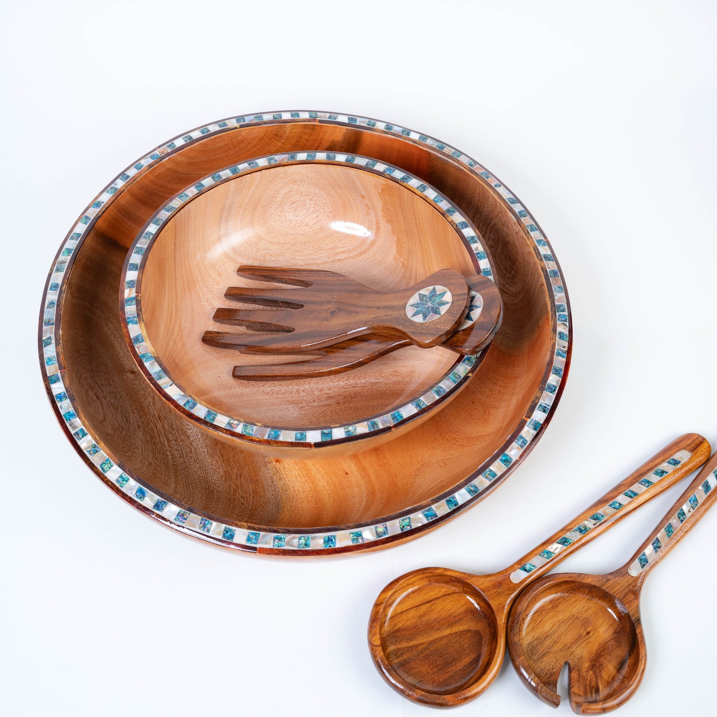 Wood and Pearl Salad Forks