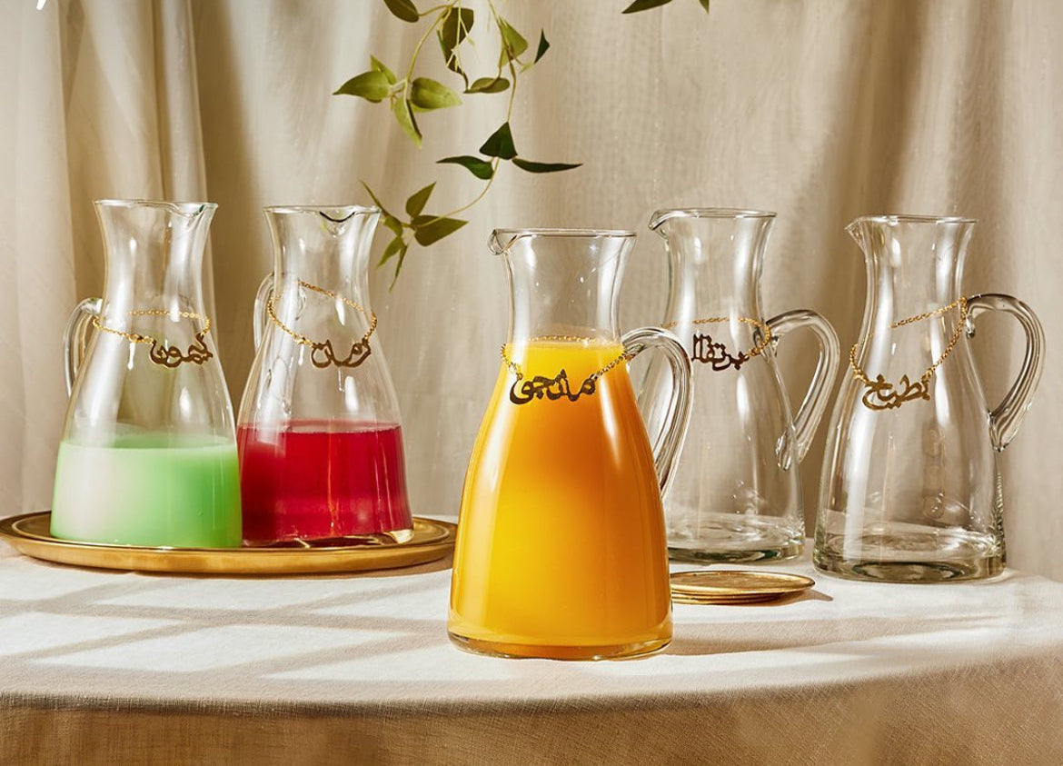 Brass chain labeled juices