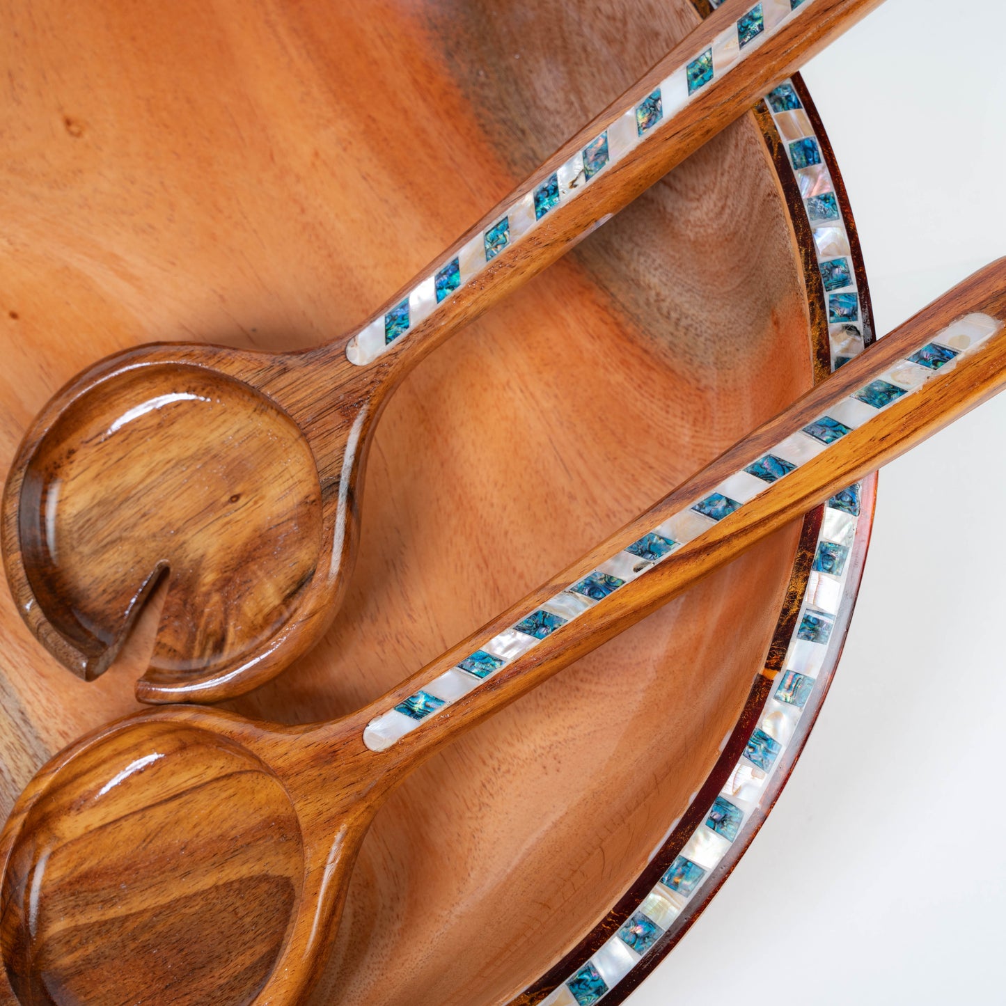 Wood and Pearl Serving Spoons