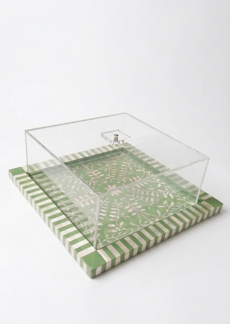 Square sadaf tray with cover