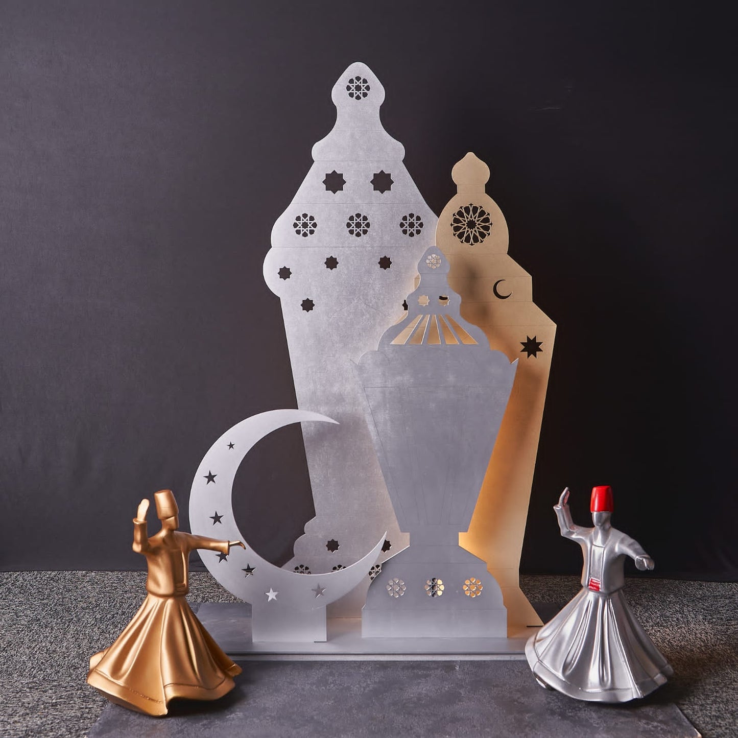 Set of Large Wooden Lanterns Stand