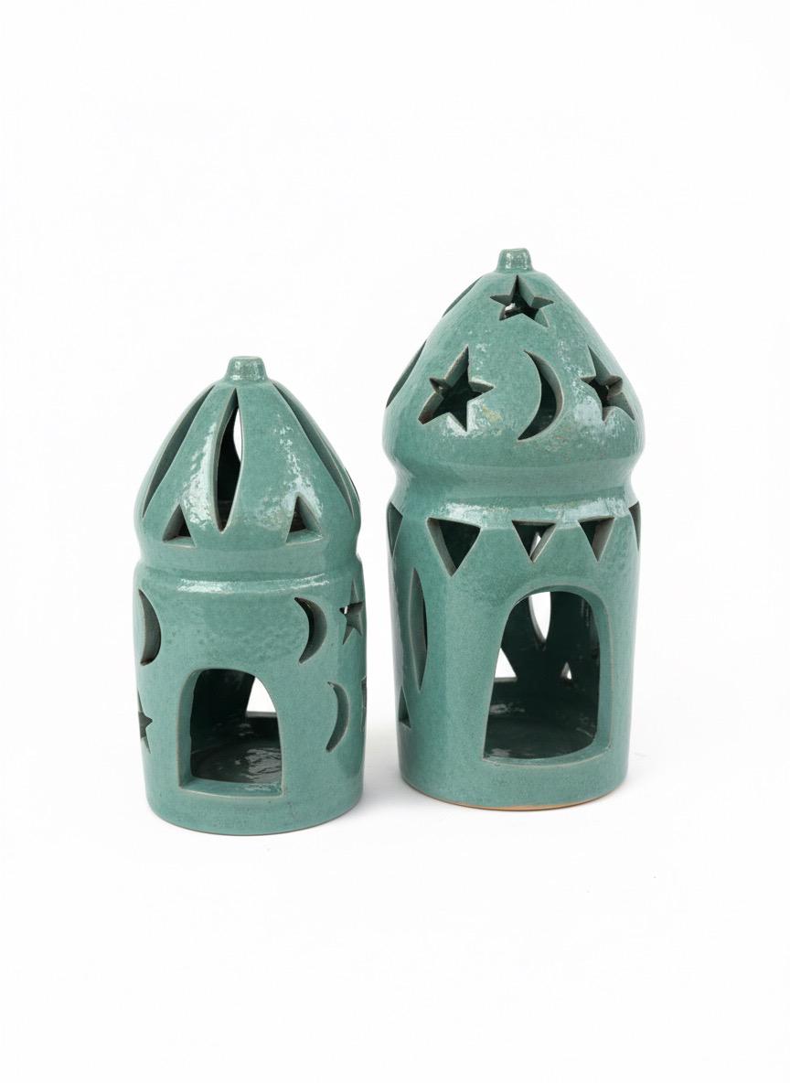 Moon and Star Pottery Lantern