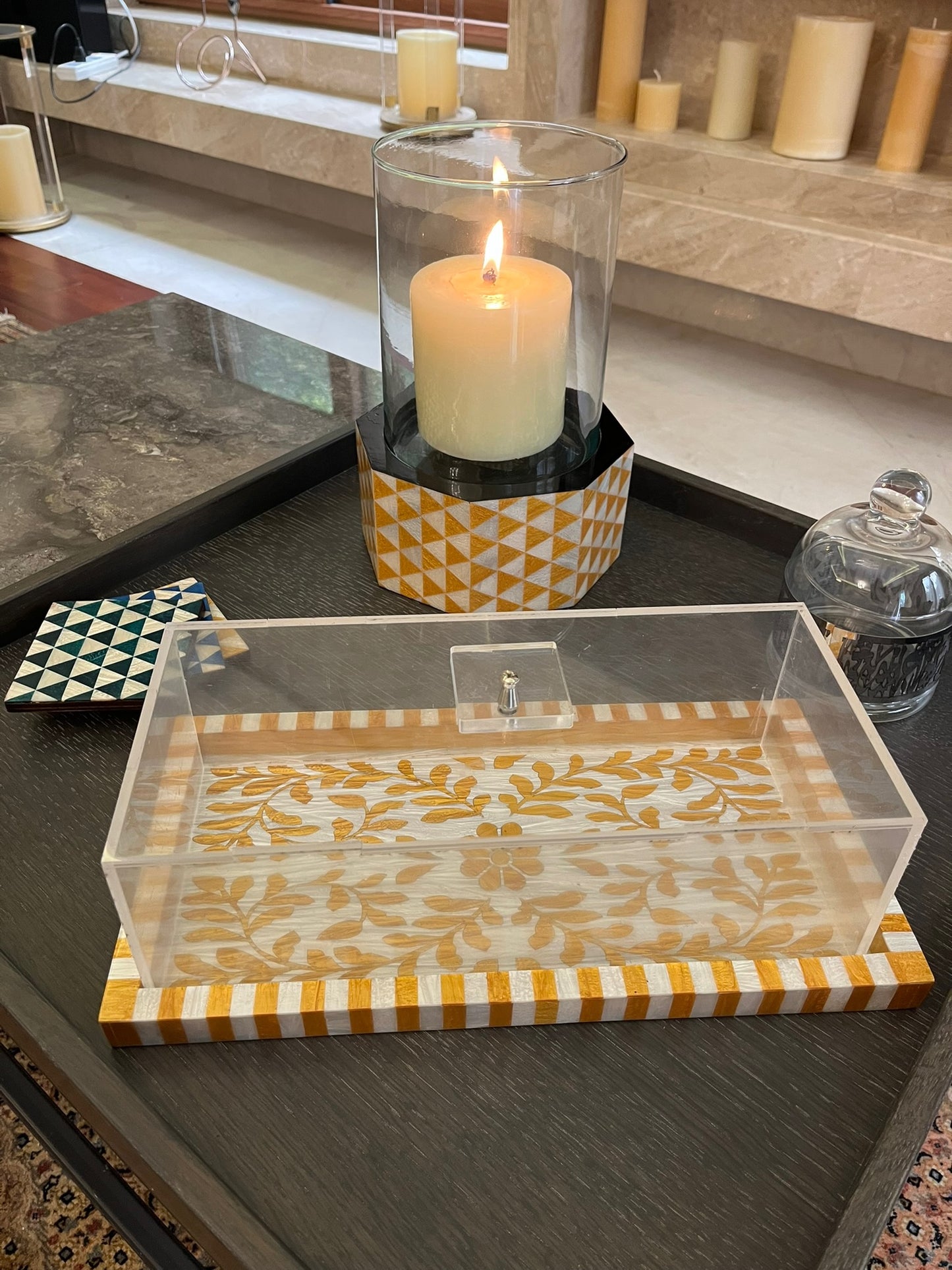 Rectangular Sadaf Tray with Cover