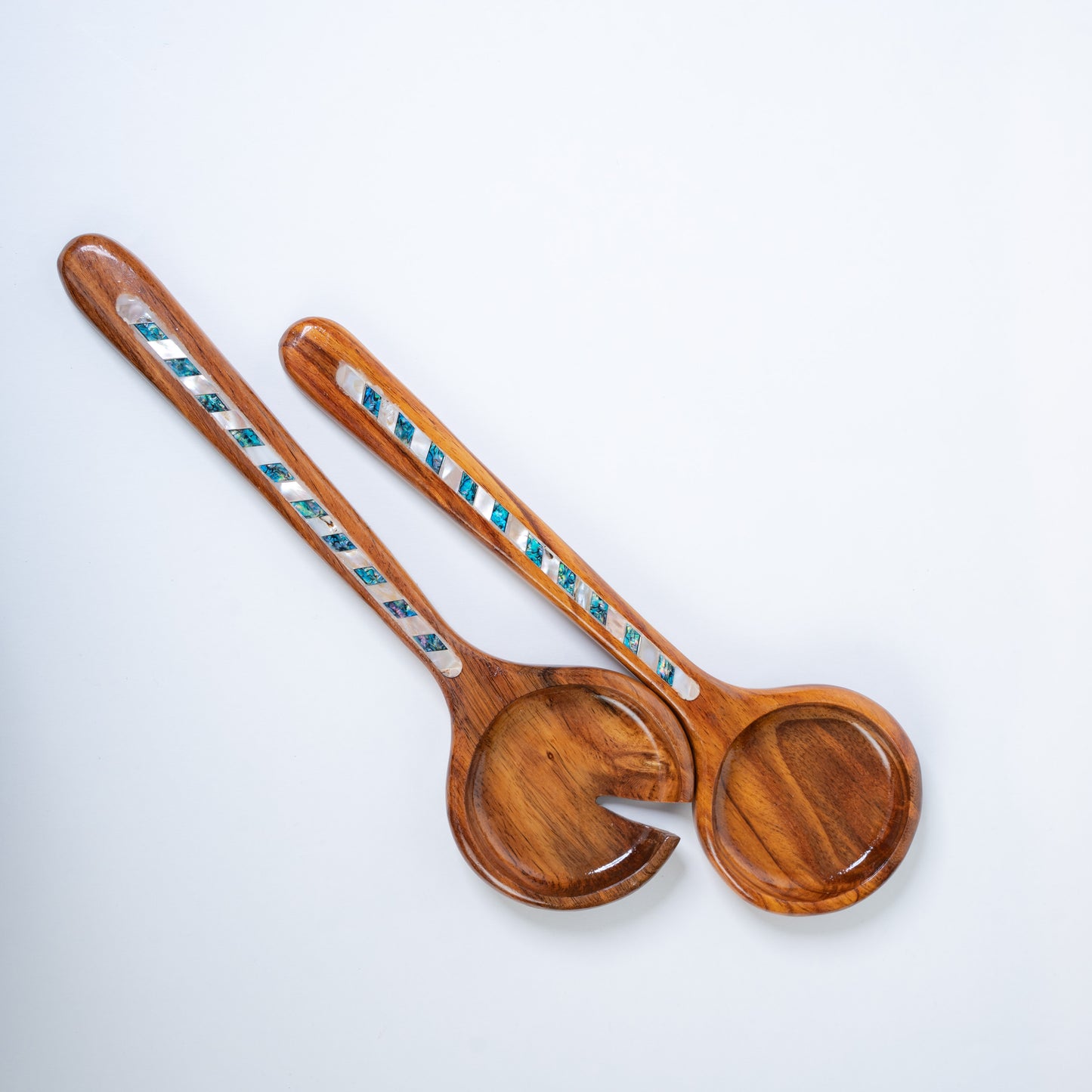 Wood and Pearl Serving Spoons