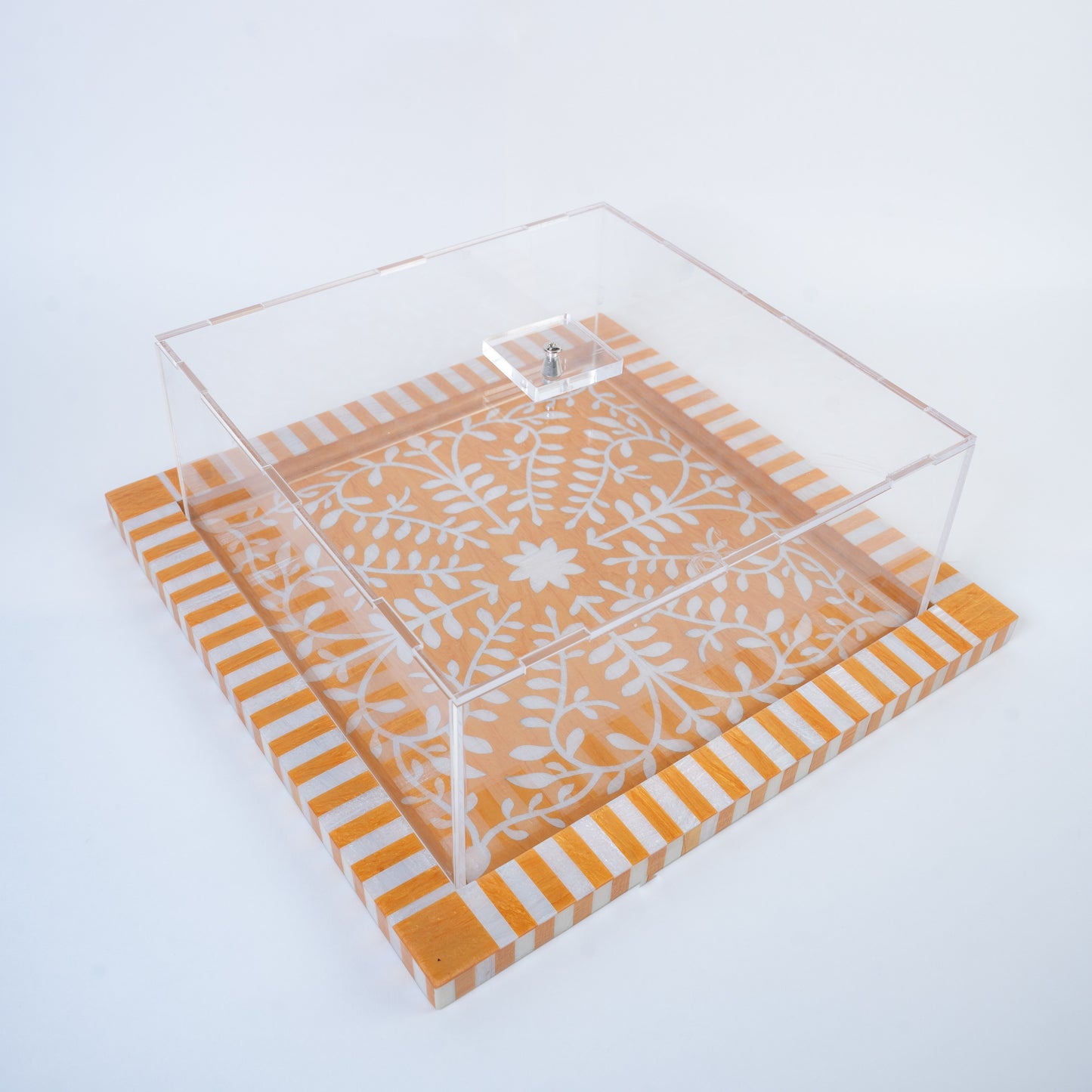 Square sadaf tray with cover