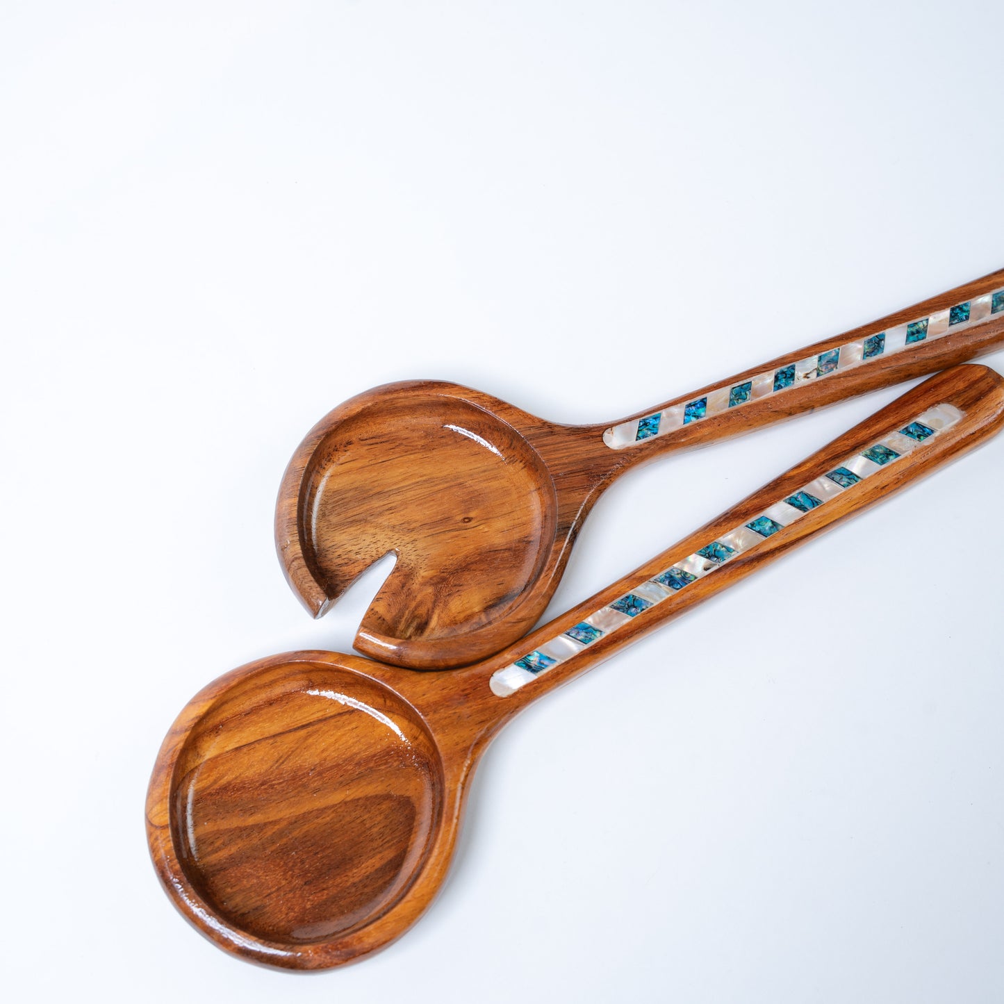 Wood and Pearl Serving Spoons