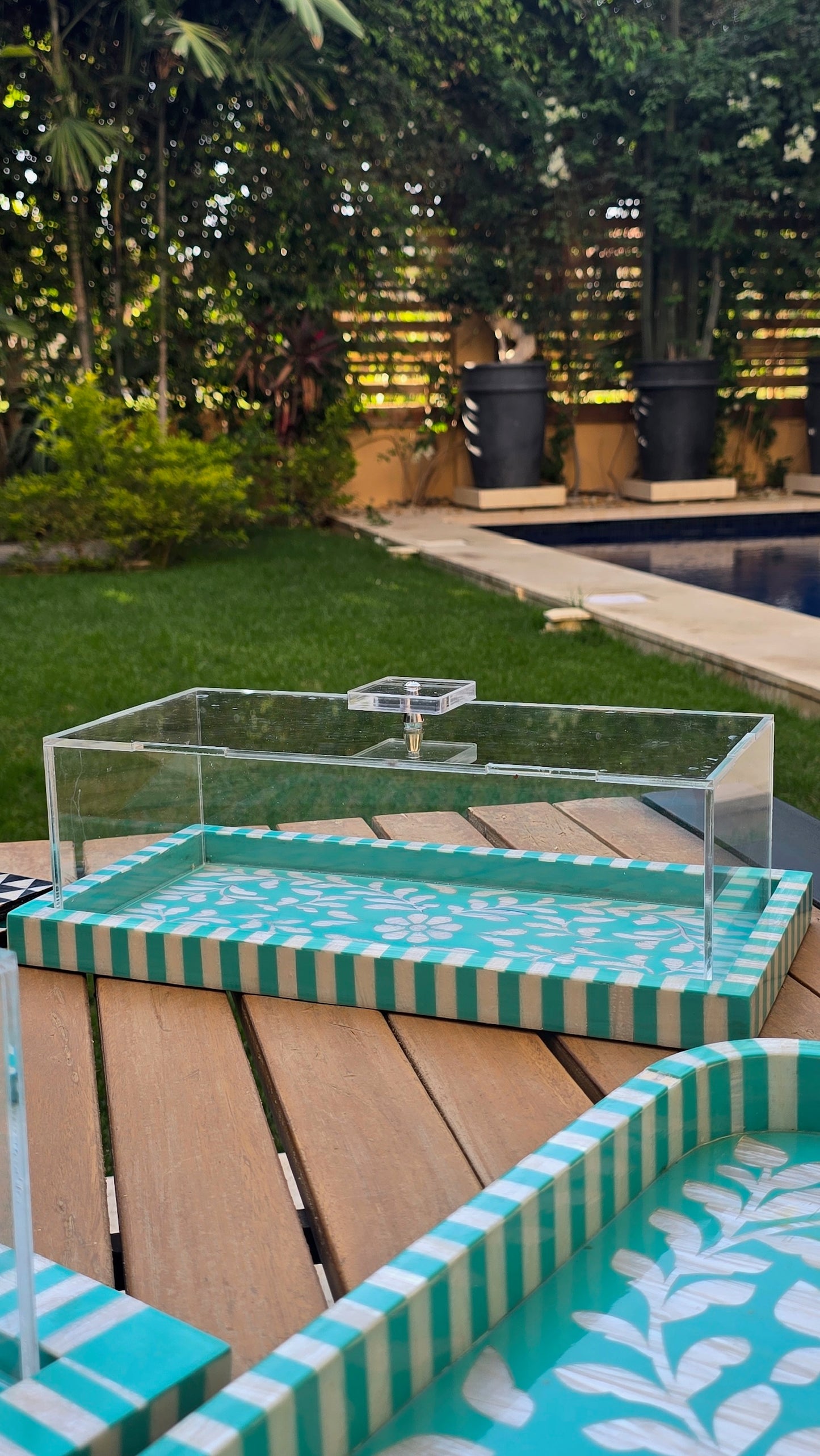 Rectangular Sadaf Tray with Cover