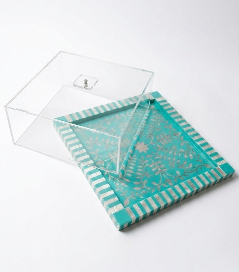 Square sadaf tray with cover