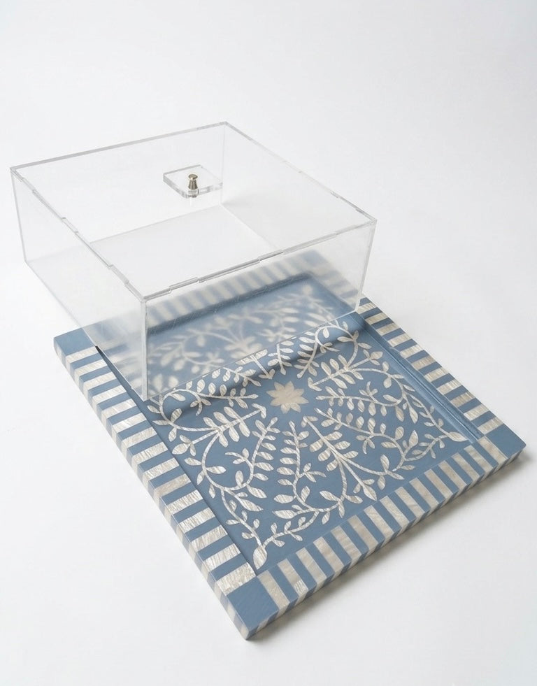 Square sadaf tray with cover