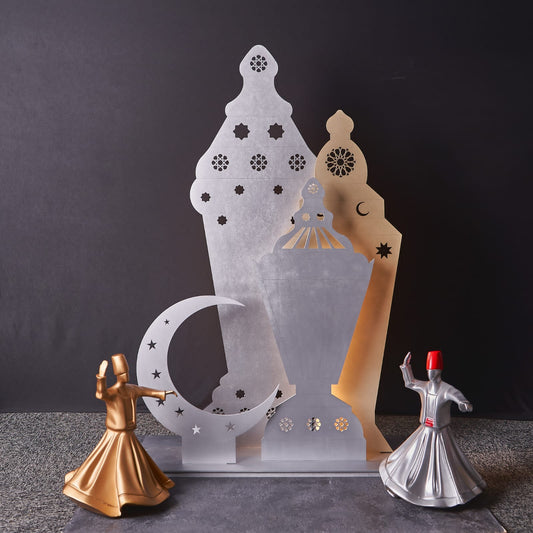 Set of Large Wooden Lanterns Stand