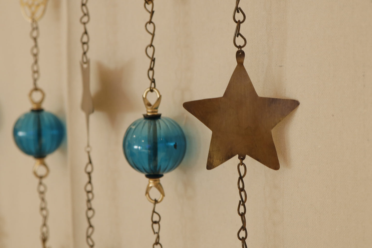 Brass Crescent and Stars Decorative Chain