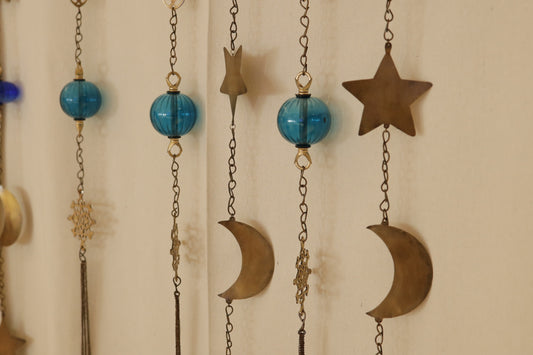Brass Crescent and Stars Decorative Chain